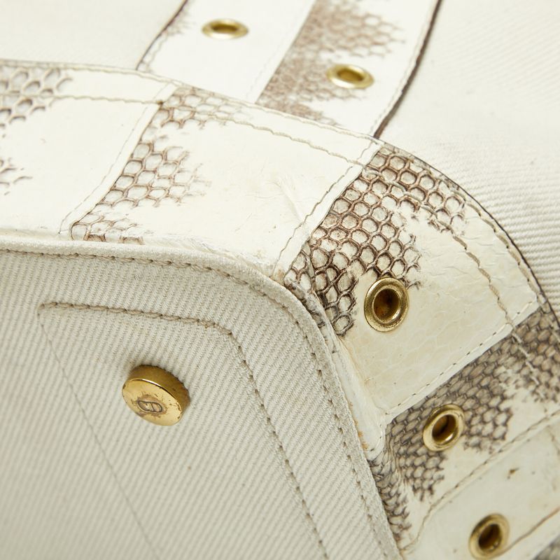 Dior Logo Handbag Tote Bag White Ivory Leather Ladies Dior