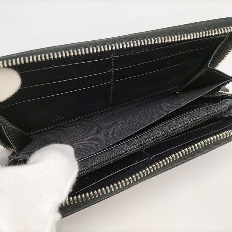 Gucci Round Zipper Long Wallet Sherry Line PVC Gray 408831