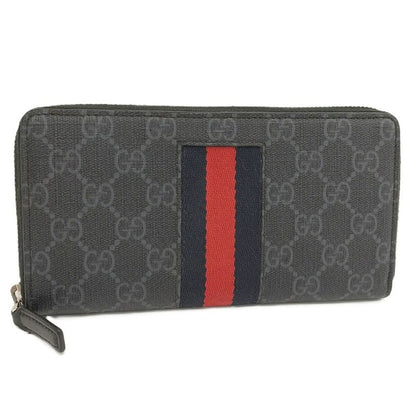 Gucci Round Zipper Long Wallet Sherry Line PVC Gray 408831