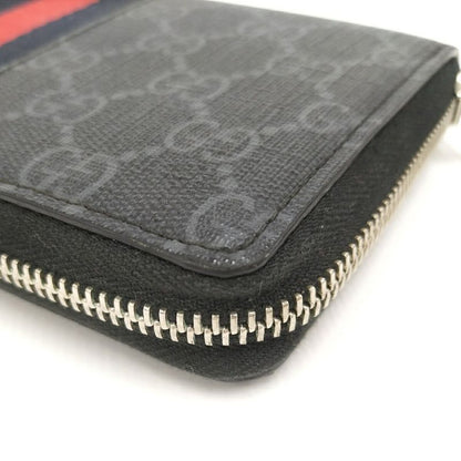 Gucci Round Zipper Long Wallet Sherry Line PVC Gray 408831