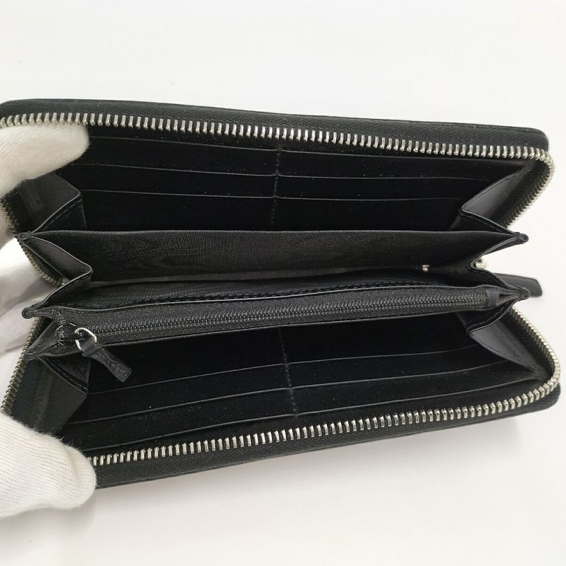 Gucci Round Zipper Long Wallet Sherry Line PVC Gray 408831