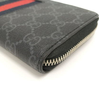 Gucci Round Zipper Long Wallet Sherry Line PVC Gray 408831
