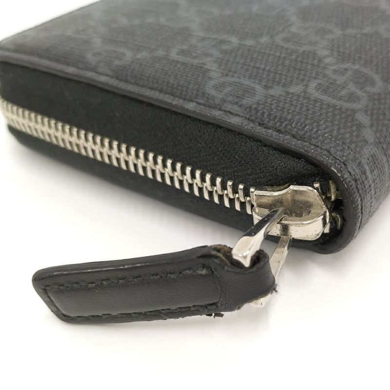 Gucci Round Zipper Long Wallet Sherry Line PVC Gray 408831