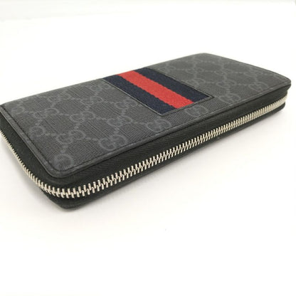 Gucci Round Zipper Long Wallet Sherry Line PVC Gray 408831