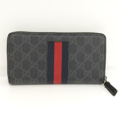 Gucci Round Zipper Long Wallet Sherry Line PVC Gray 408831