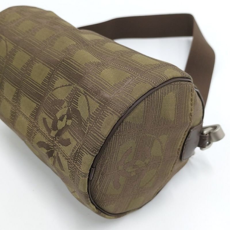 Chanel Shoulder Bag Mini Roll New Travel Line Nylon Khaki A17669