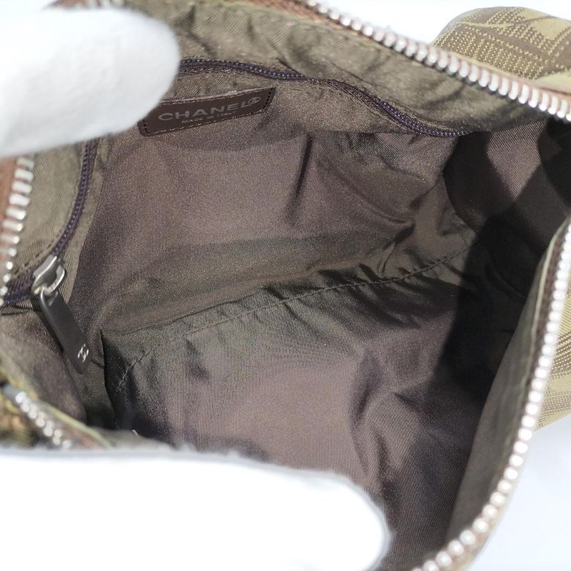 Chanel Shoulder Bag Mini Roll New Travel Line Nylon Khaki A17669