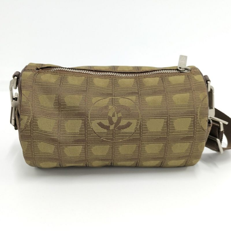 Chanel Shoulder Bag Mini Roll New Travel Line Nylon Khaki A17669