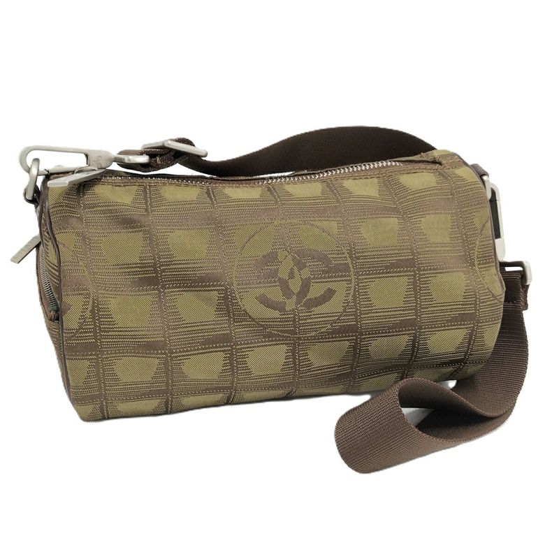 Chanel Shoulder Bag Mini Roll New Travel Line Nylon Khaki A17669