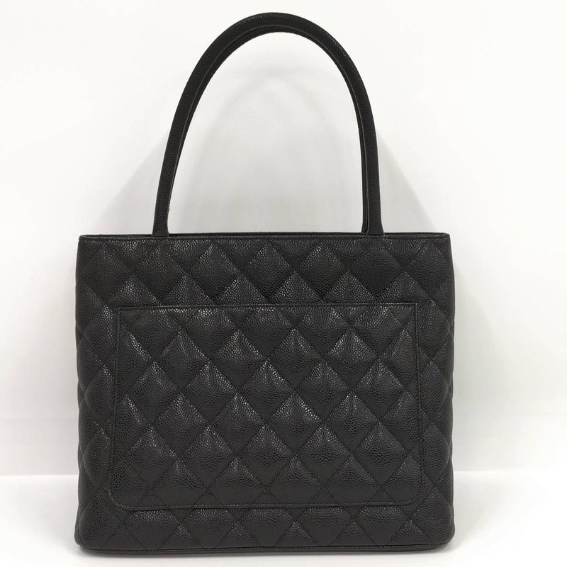 Chanel Tote Bag Reprint Tote Caviar Skin Coco Mark Gold Hardware Black