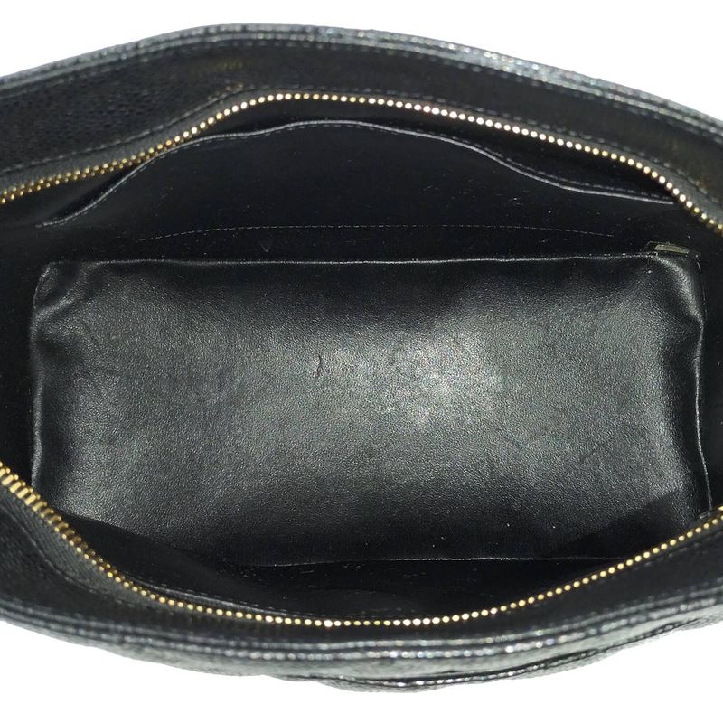 Chanel Tote Bag Reprint Tote Caviar Skin Coco Mark Gold Hardware Black