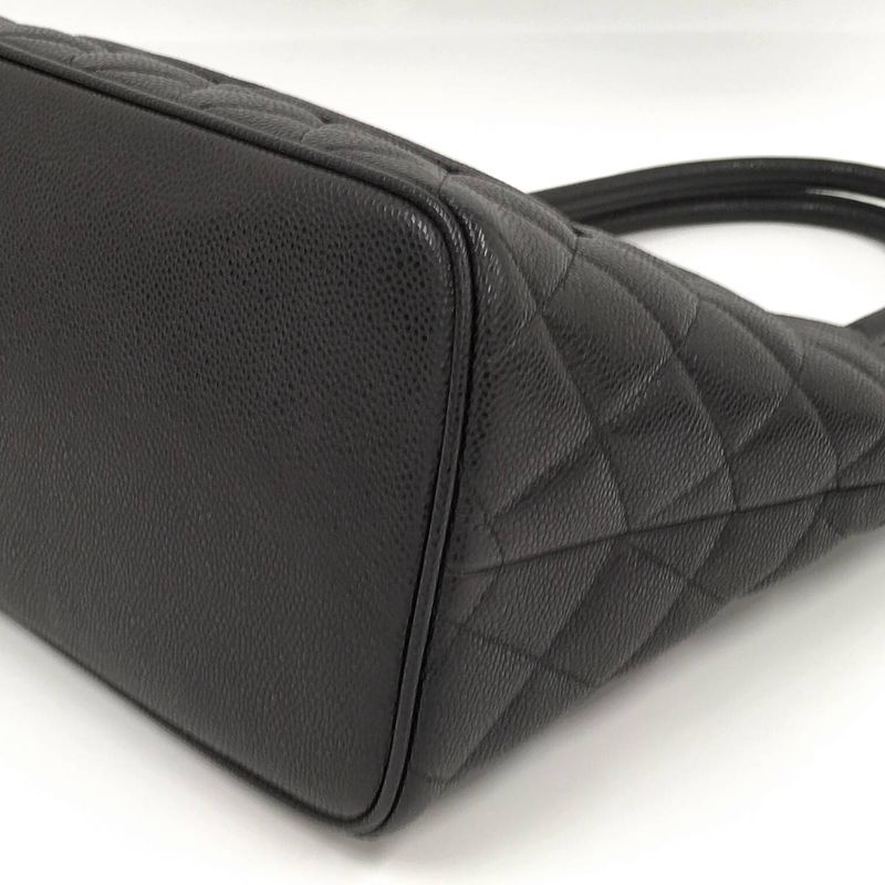 Chanel Tote Bag Reprint Tote Caviar Skin Coco Mark Gold Hardware Black