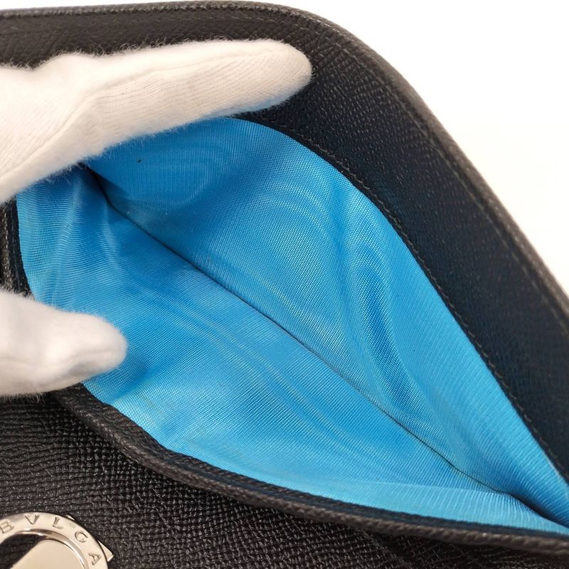 Bvlgari Bifold Long Wallet Leather Black