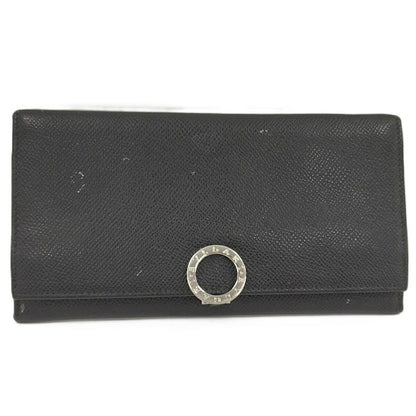 Bvlgari Bifold Long Wallet Leather Black