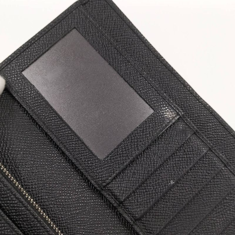 Bvlgari Bifold Long Wallet Leather Black