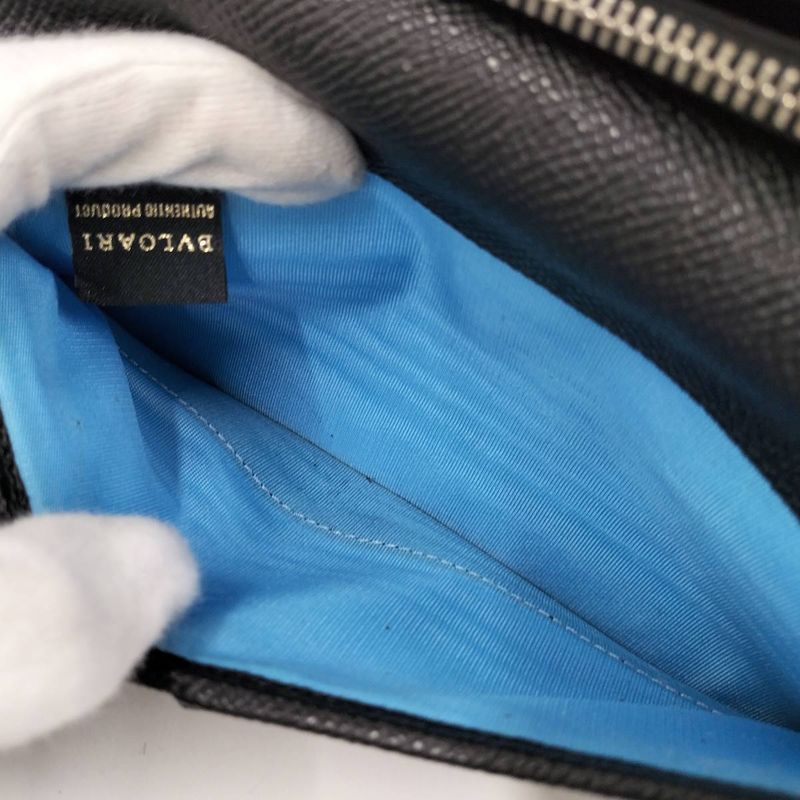 Bvlgari Bifold Long Wallet Leather Black