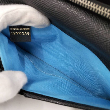 Bvlgari Bifold Long Wallet Leather Black
