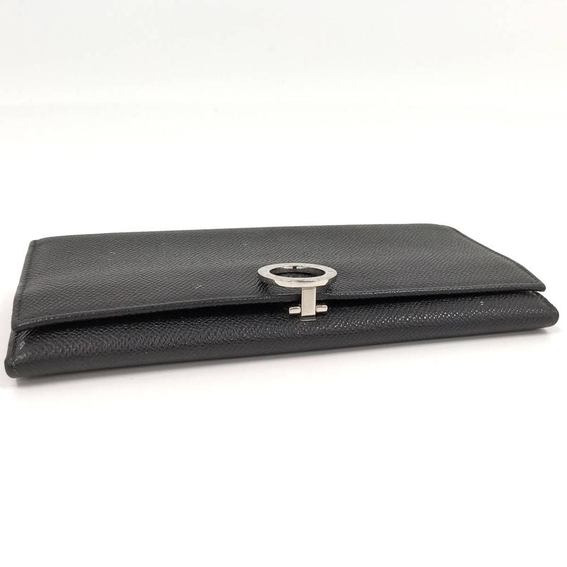 Bvlgari Bifold Long Wallet Leather Black