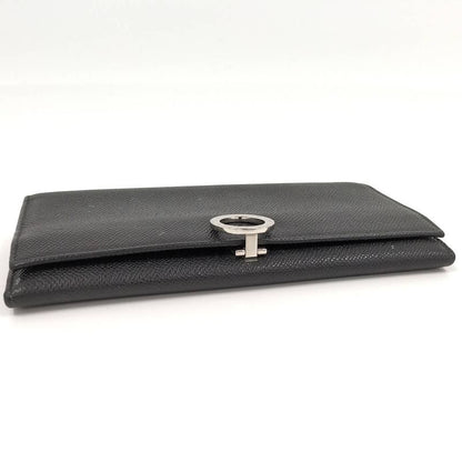 Bvlgari Bifold Long Wallet Leather Black