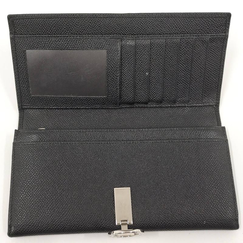 Bvlgari Bifold Long Wallet Leather Black