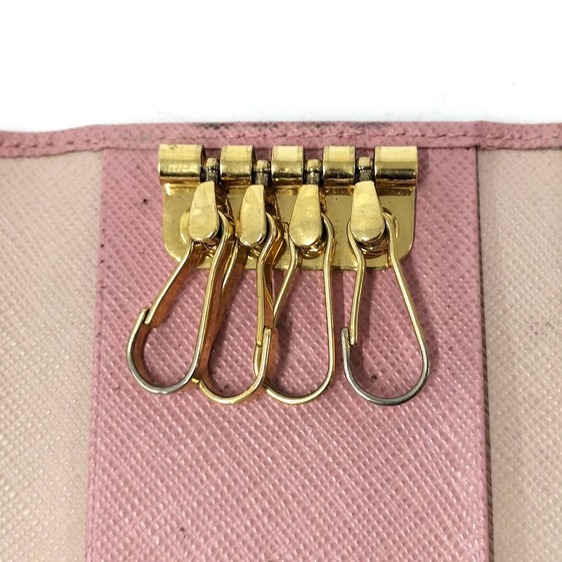 Prada 4 Key Case Saffiano Leather Pink