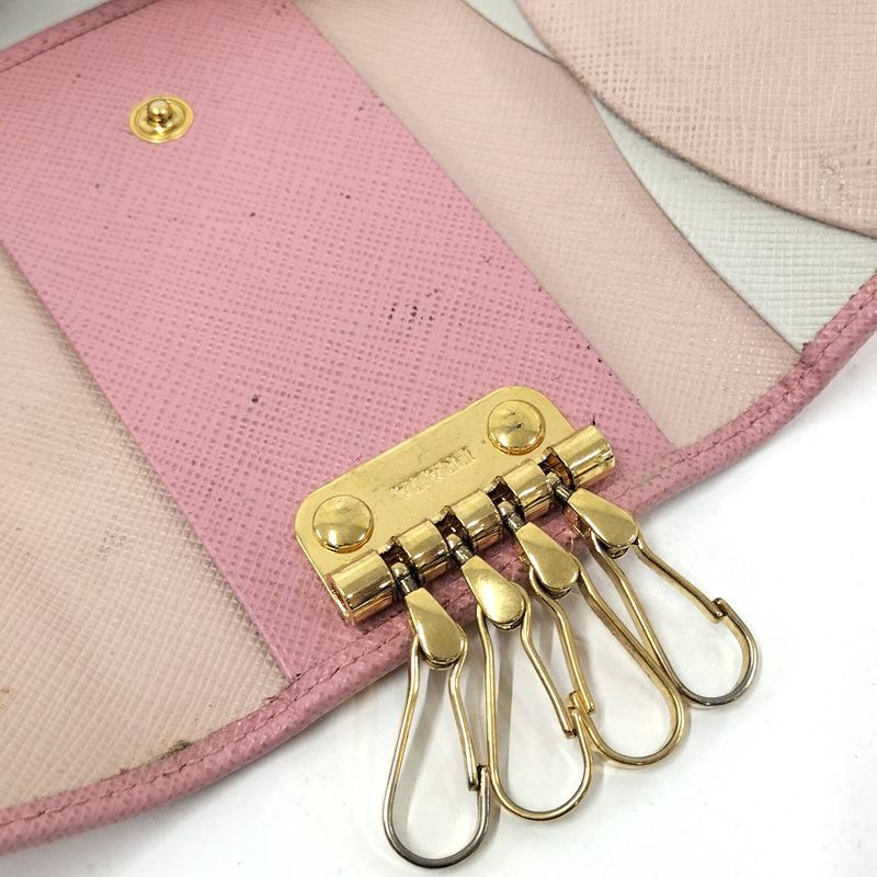 Prada 4 Key Case Saffiano Leather Pink
