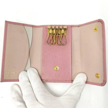 Prada 4 Key Case Saffiano Leather Pink