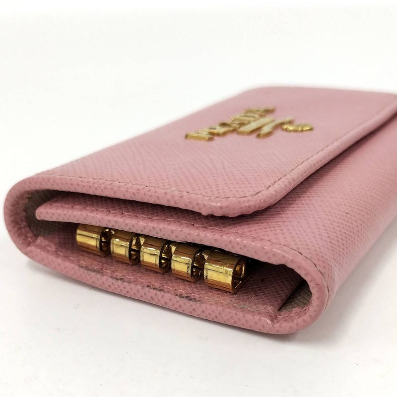Prada 4 Key Case Saffiano Leather Pink