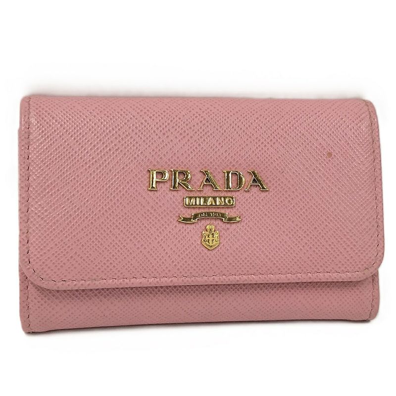 Prada 4 Key Case Saffiano Leather Pink