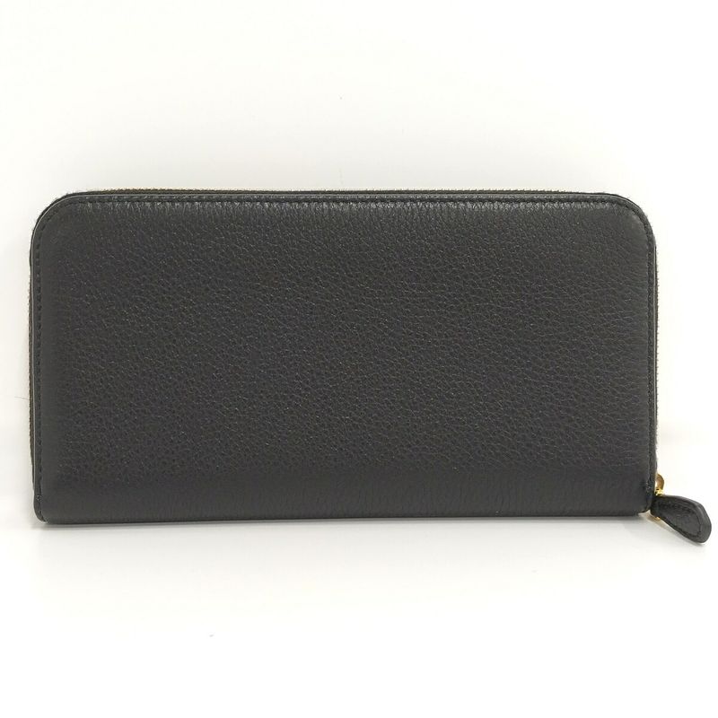 Prada Round Zipper Long Wallet Leather Black 1ml506