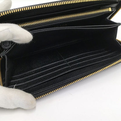 Prada Round Zipper Long Wallet Leather Black 1ml506
