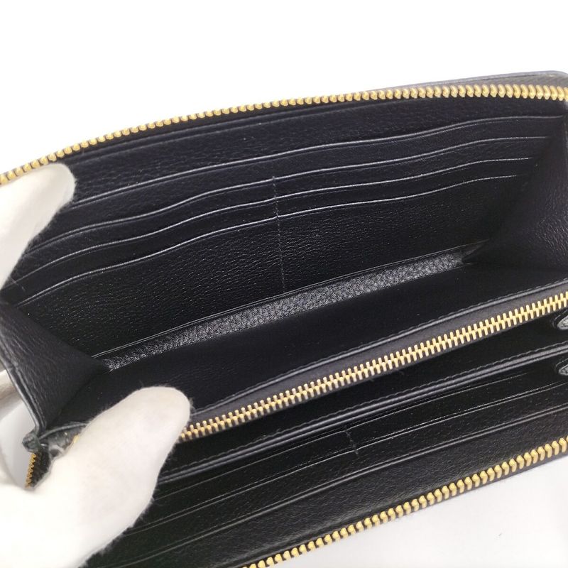 Prada Round Zipper Long Wallet Leather Black 1ml506