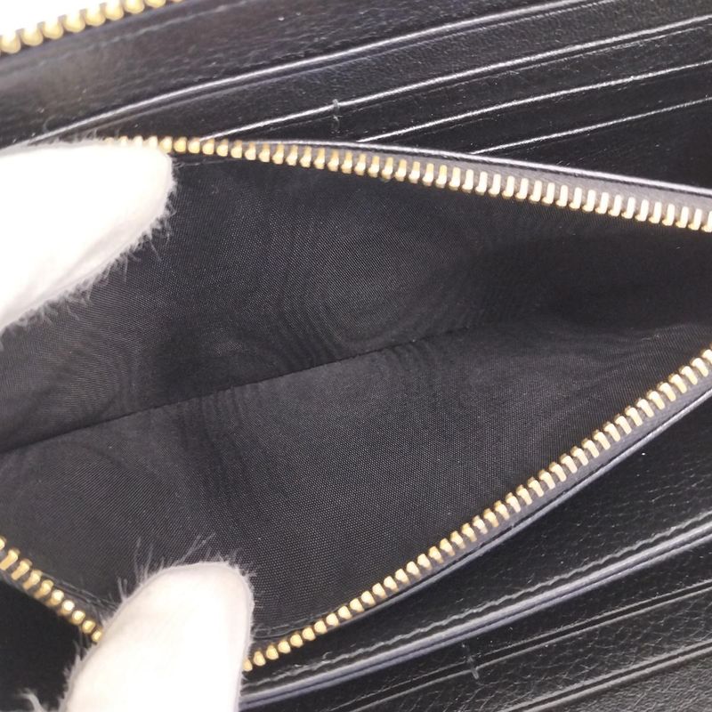 Prada Round Zipper Long Wallet Leather Black 1ml506