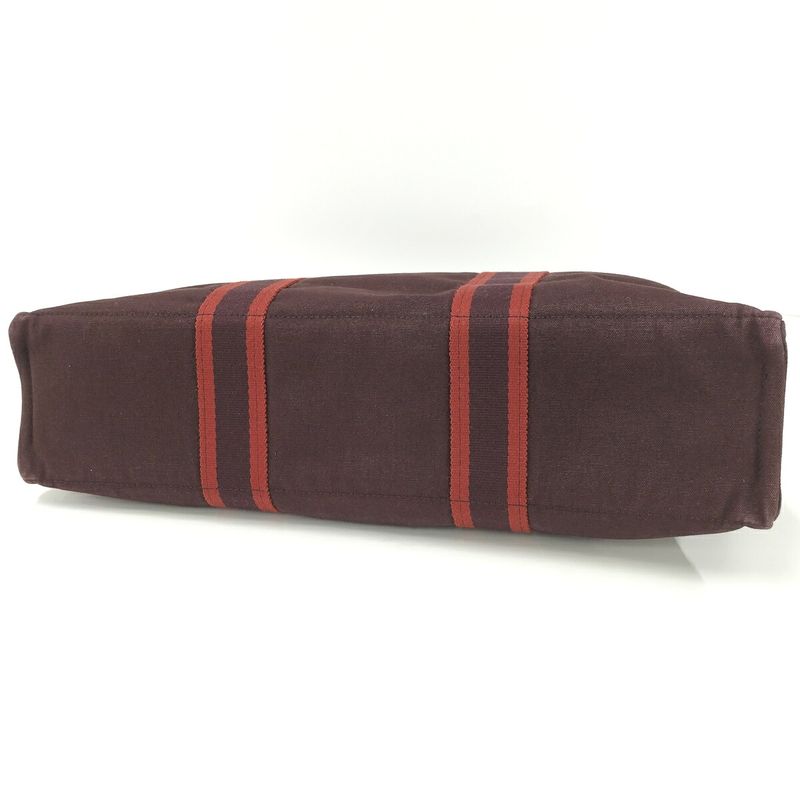 Hermes Tote Bag Fourre Tout MM Canvas Brown Red