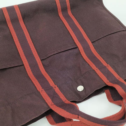 Hermes Tote Bag Fourre Tout MM Canvas Brown Red