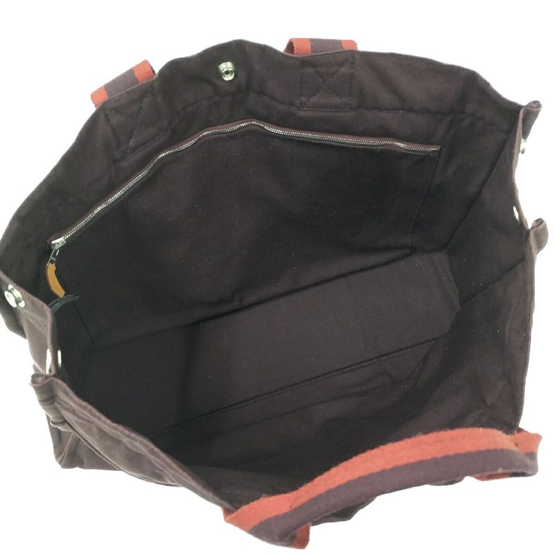 Hermes Tote Bag Fourre Tout MM Canvas Brown Red