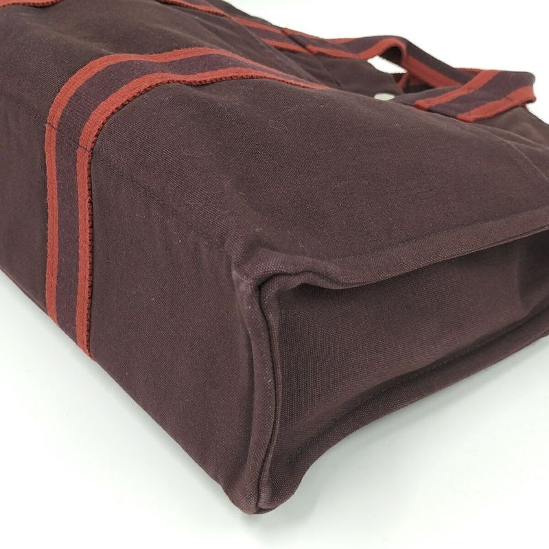 Hermes Tote Bag Fourre Tout MM Canvas Brown Red
