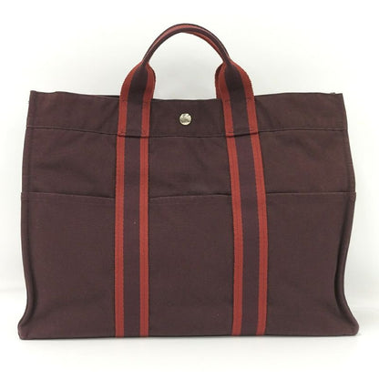 Hermes Tote Bag Fourre Tout MM Canvas Brown Red