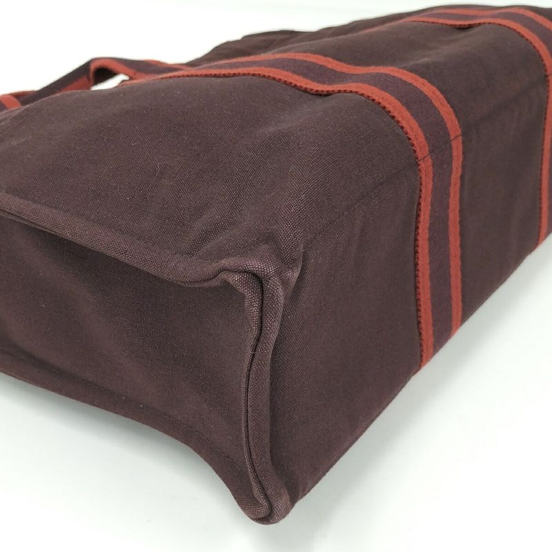 Hermes Tote Bag Fourre Tout MM Canvas Brown Red