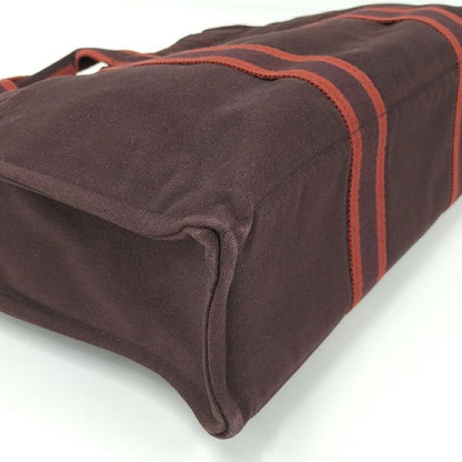 Hermes Tote Bag Fourre Tout MM Canvas Brown Red