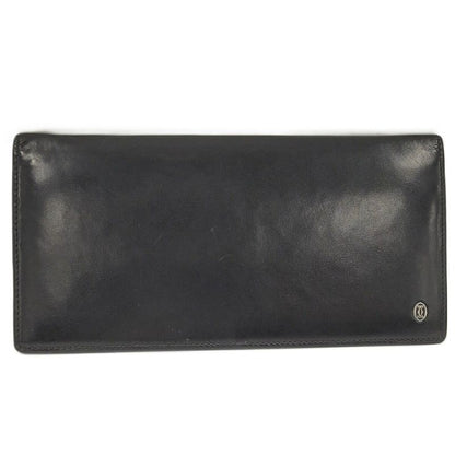 Cartier C2 Bifold Long Wallet Leather Black