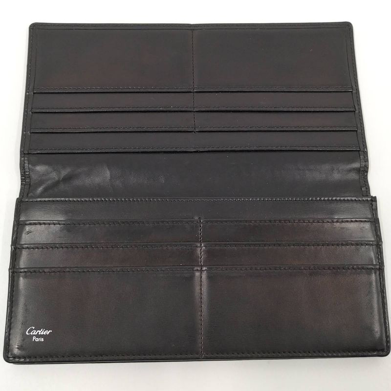 Cartier C2 Bifold Long Wallet Leather Black