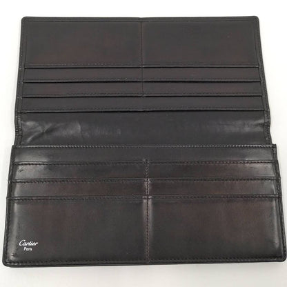 Cartier C2 Bifold Long Wallet Leather Black