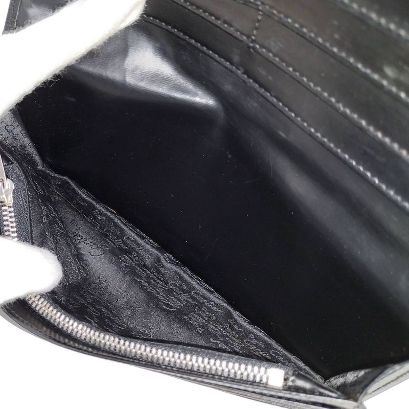 Cartier C2 Bifold Long Wallet Leather Black