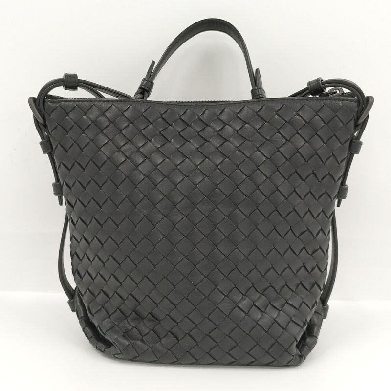 Bottega Veneta Handbag Intrecciato Leather Black