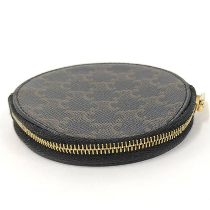 Celine Coin Case Macadam Dark Brown PVC Leather