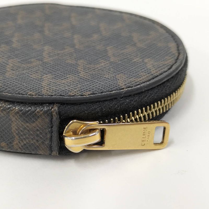 Celine Coin Case Macadam Dark Brown PVC Leather