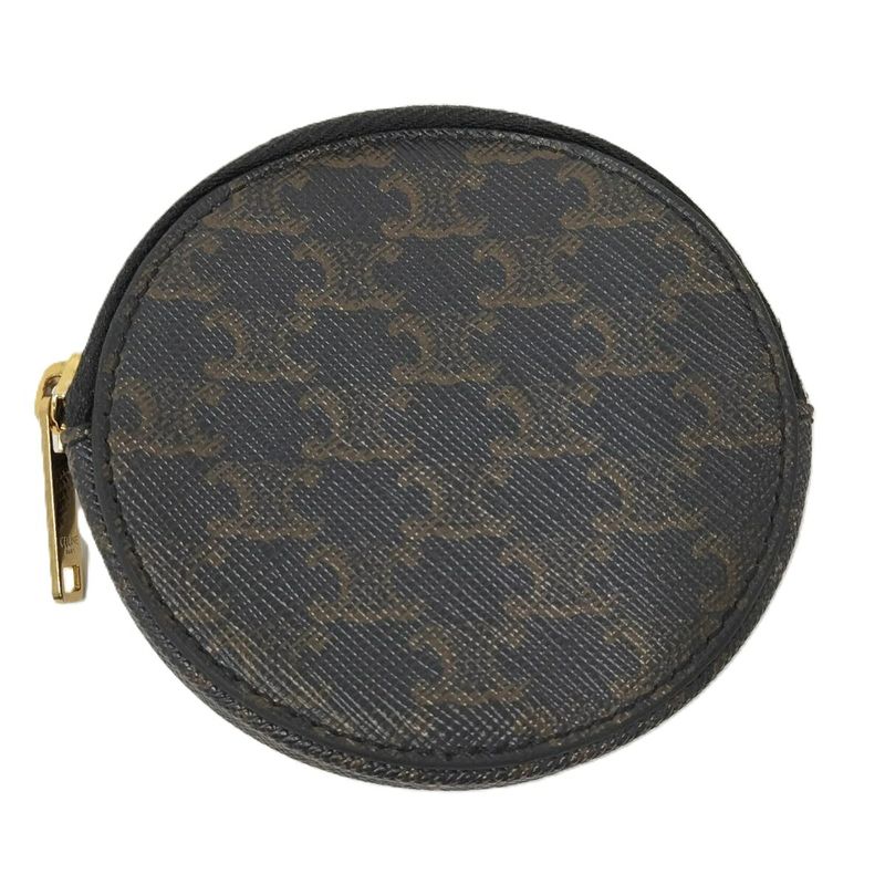 Celine Coin Case Macadam Dark Brown PVC Leather