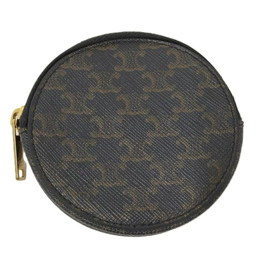 Celine Coin Case Macadam Dark Brown PVC Leather