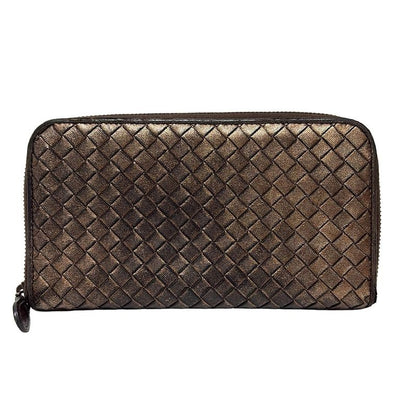 Bottega Veneta Long Wallet Zip Around Wallet 114076 Bronze Round Zipper Leather
